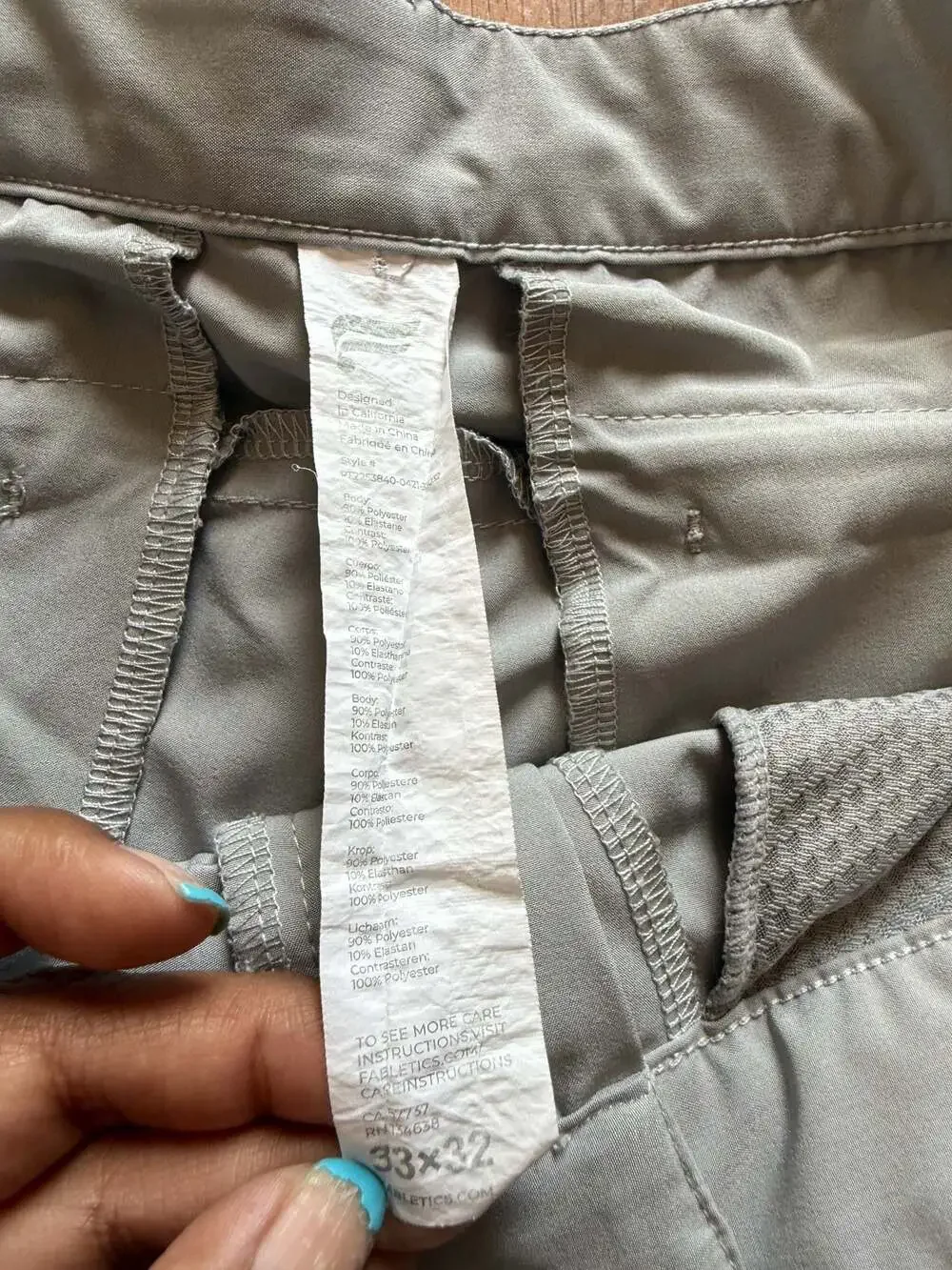 Fabletics Men's Performance Straight Leg Tech Pants Gray Size 33x32